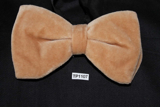 Vintage 1970s Pre Tied Bow Tie Taupe Velvet One Size Fits all
