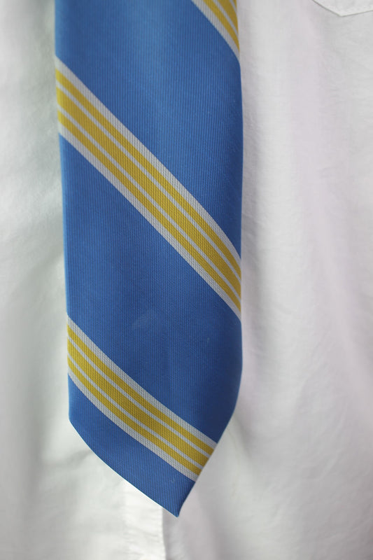 Vintage Smoothie by Schreyer blue yellow silver striped pattern tie