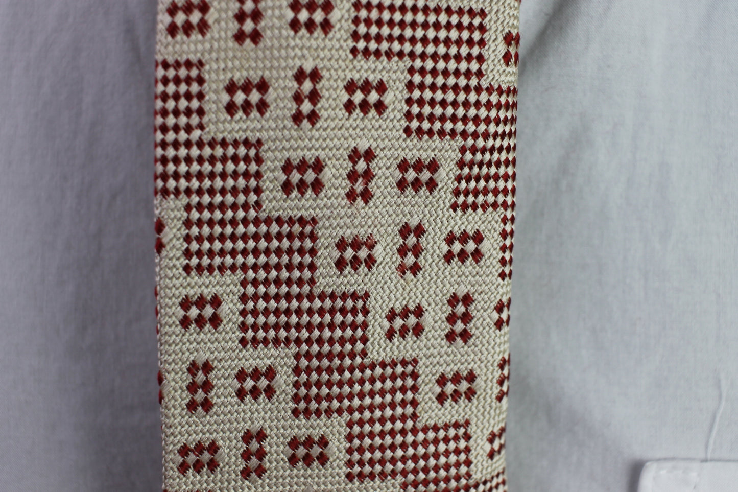 Vintage Stix Baer & Fuller Dore 1960s all silk red cream pattern tie