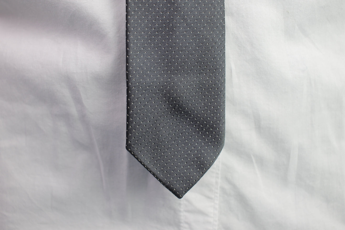 Vintage dark grey white flecked pattern skinny tie