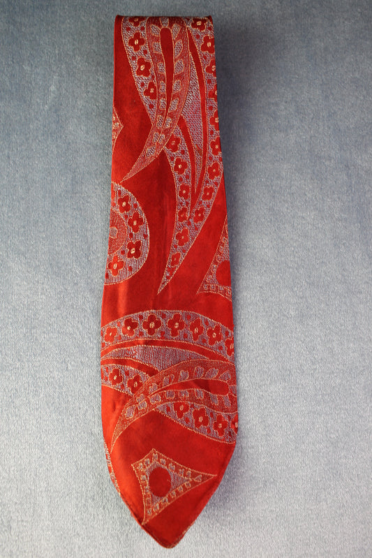 Vintage Regal bright red lilac pattern swing tie