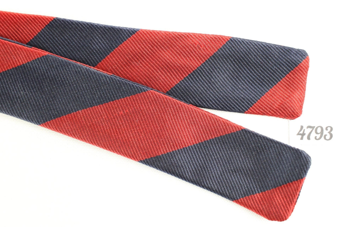 Skinny Self Tie Vintage Bow Tie Straight Ends Navy Red Broad Stripes Adjustable