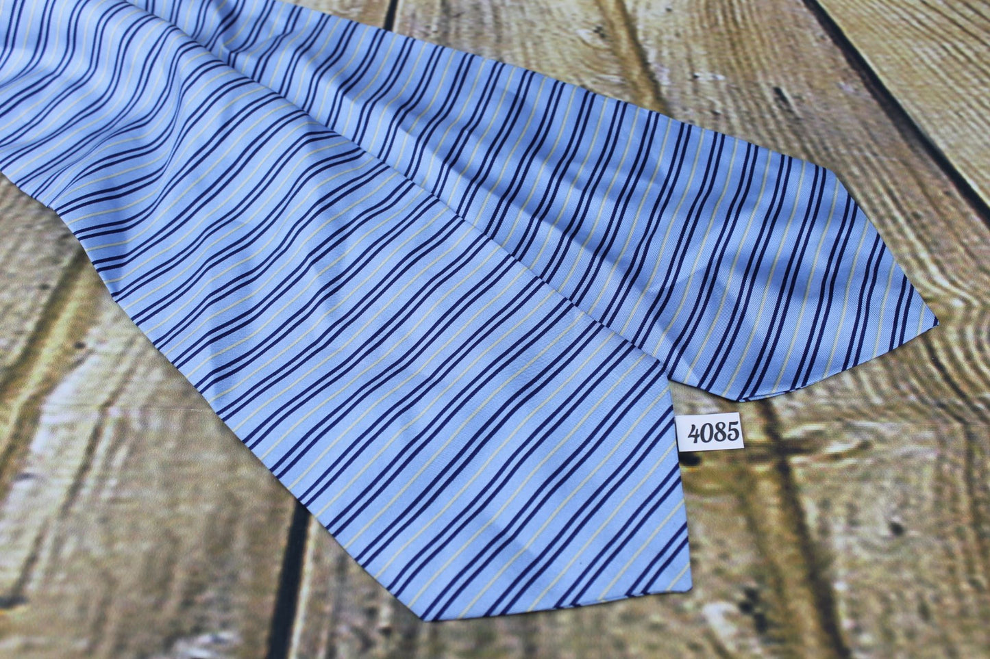 Vintage Tie Rack Blue Navy Gold Stripe Cravat Retro Mod
