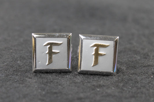 Vintage Square Silver Initial F Cufflinks