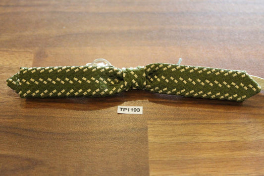 Vintage Pretied Elasticated Bowtie Wide Skinny Western Green Tweed
