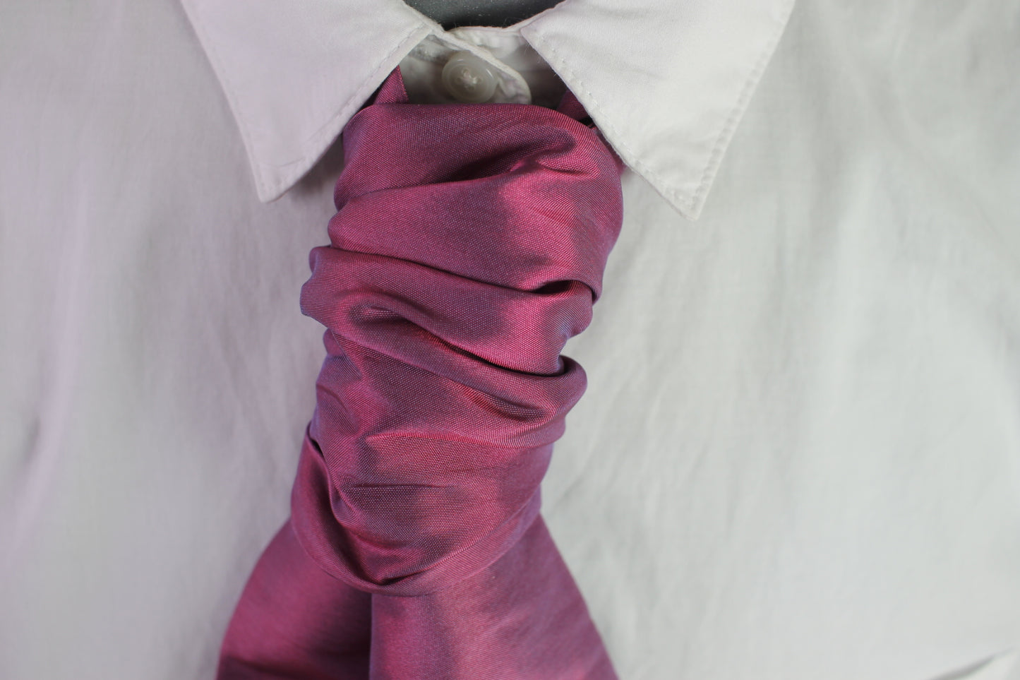 Vintage Eternity Bride pre-tied pink purple satin wedding cravat adjustable