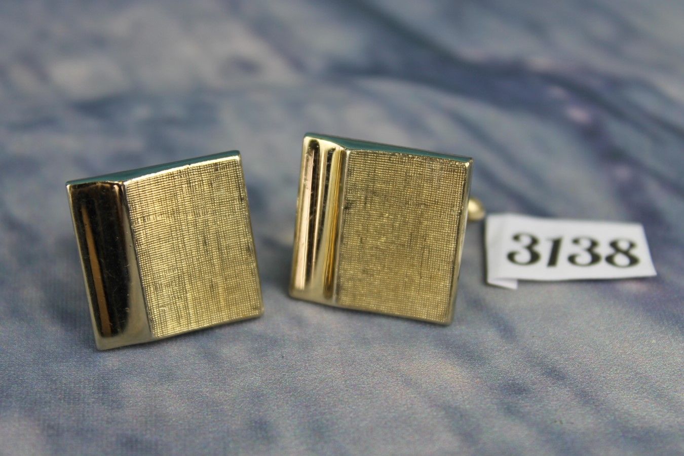 Vintage SWANK Gold Metal Cufflinks, Part Brushed