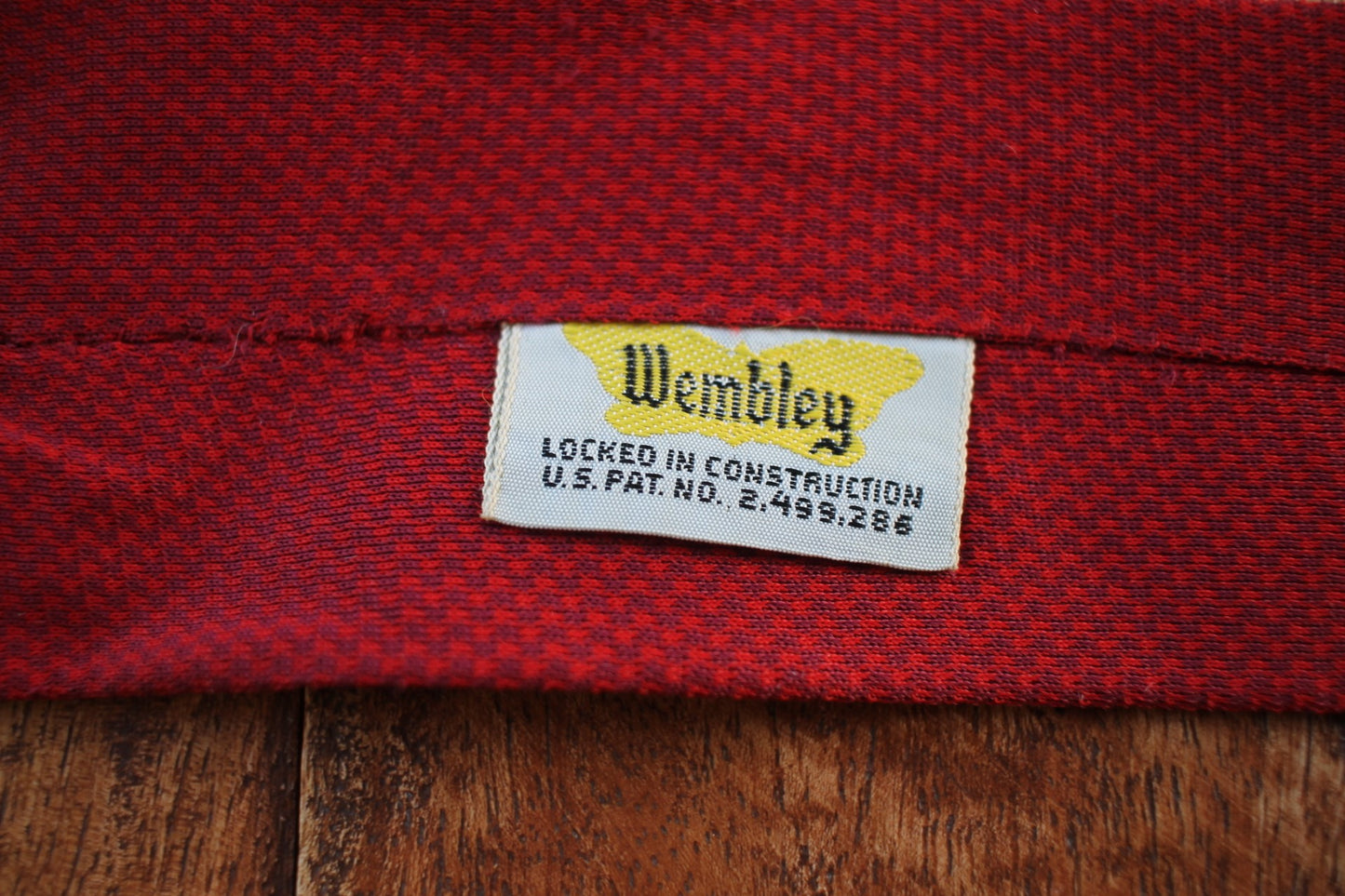 Vintage Wembley red pink square end skinny tie