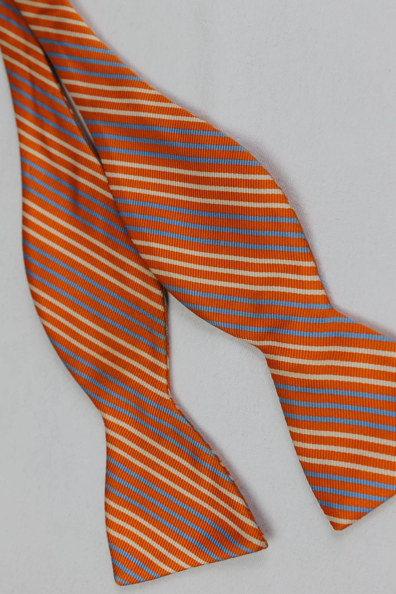 Orange Stripe Silk Self Tie Straight End Thistle Bow Tie