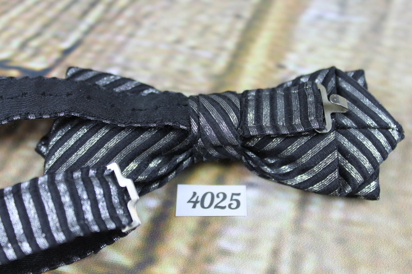 Party bling Black Silver Sparkly Pre-Tied Bow Tie Adjustable