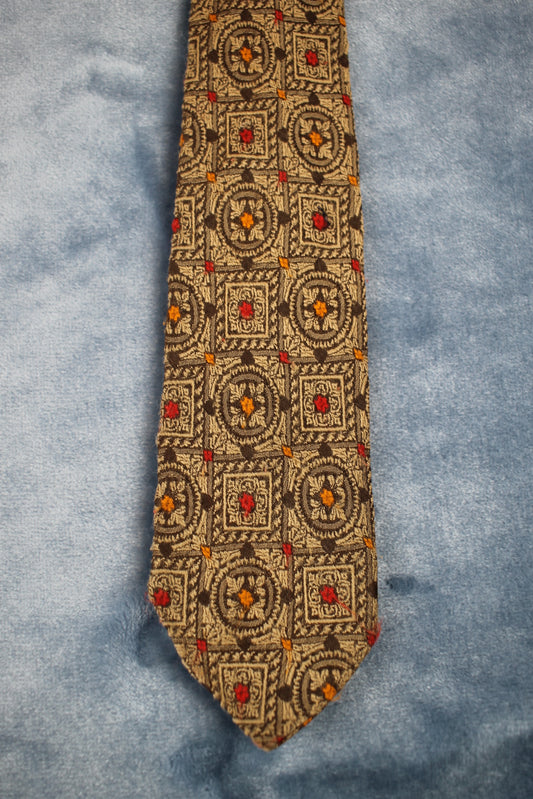 Vintage 1950s camel orange red pattern swing tie