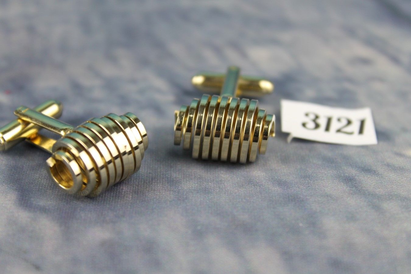 Vintage SHIELDS Gold Metal Cufflinks Coils Sprigs Squeezable