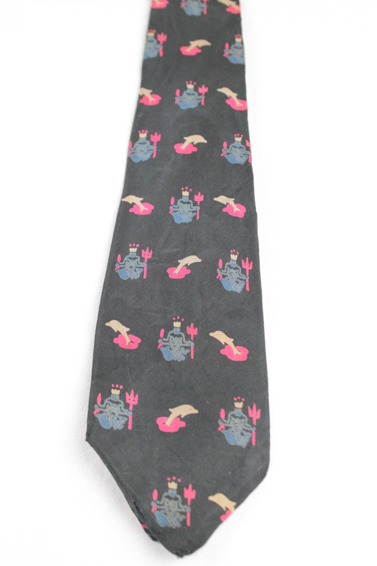 Vintage The Custom Shop Original all silk dark blue pink pattern tie 1950s/60s