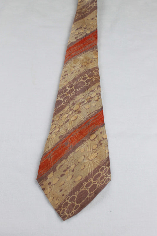 Vintage Orange Gold Brown Pattern Swing Tie 1940s/50s