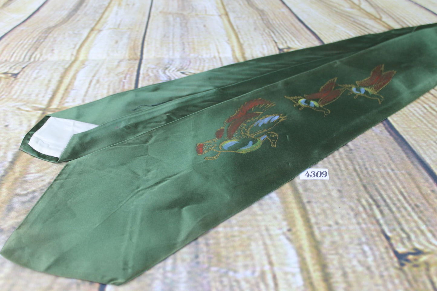 Superb Vintage 1940s/1950s Hand Painted Dark Green Wild Ducks Tie Lindy hop Swing