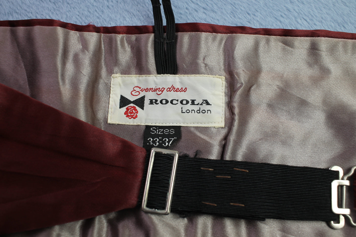 Vintage Rocola London dark red adjustable pleated cummerbund