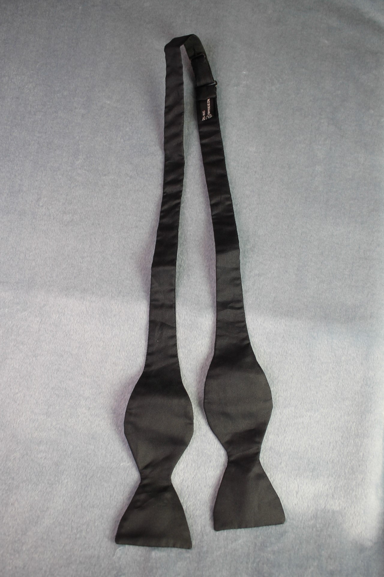 Vintage self tie thistle end all silk classic black bow tie adjustable