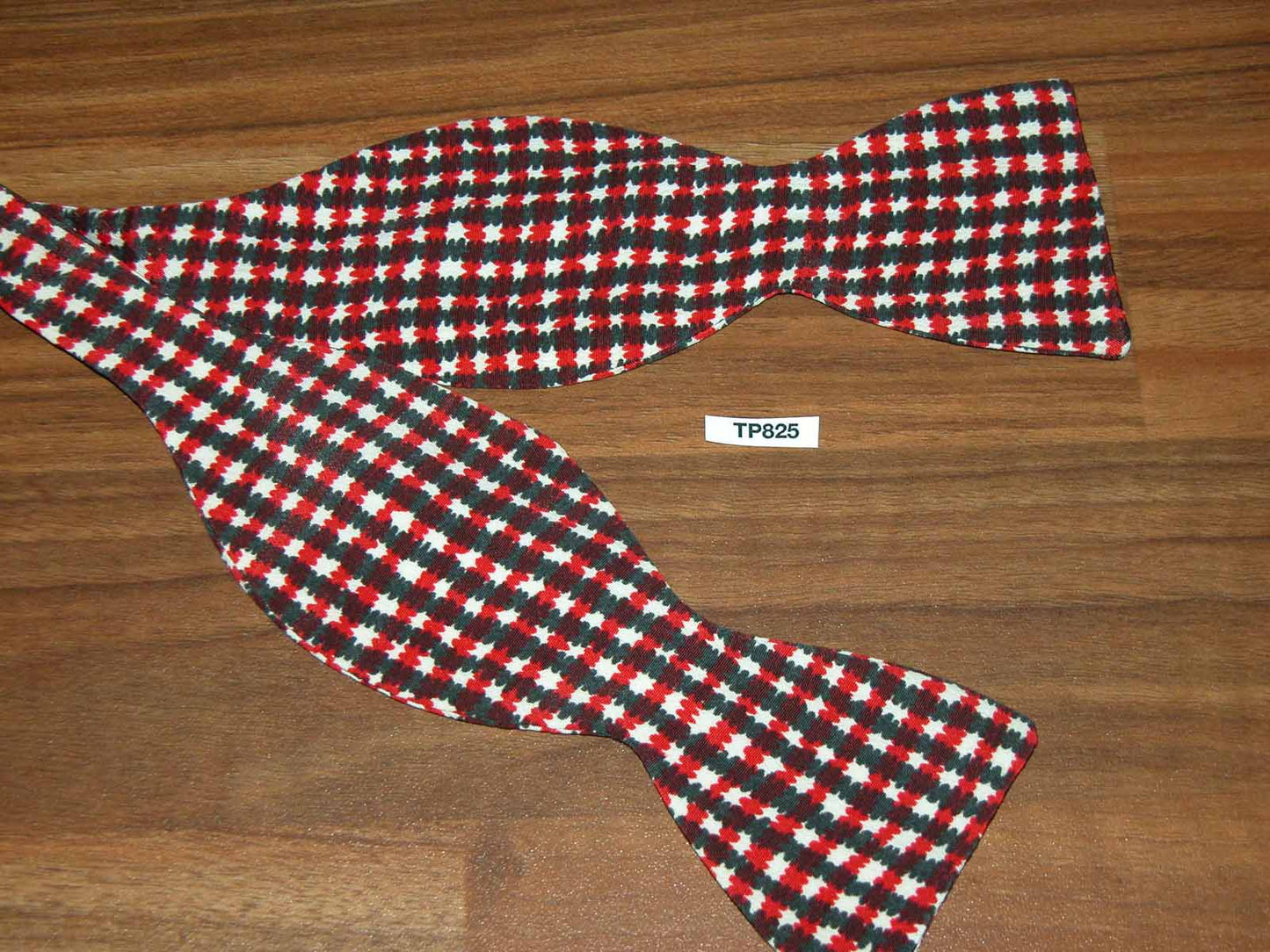 Vintage Self Tie Bow Tie Custom Made Thistle End Red Black White Adjustable