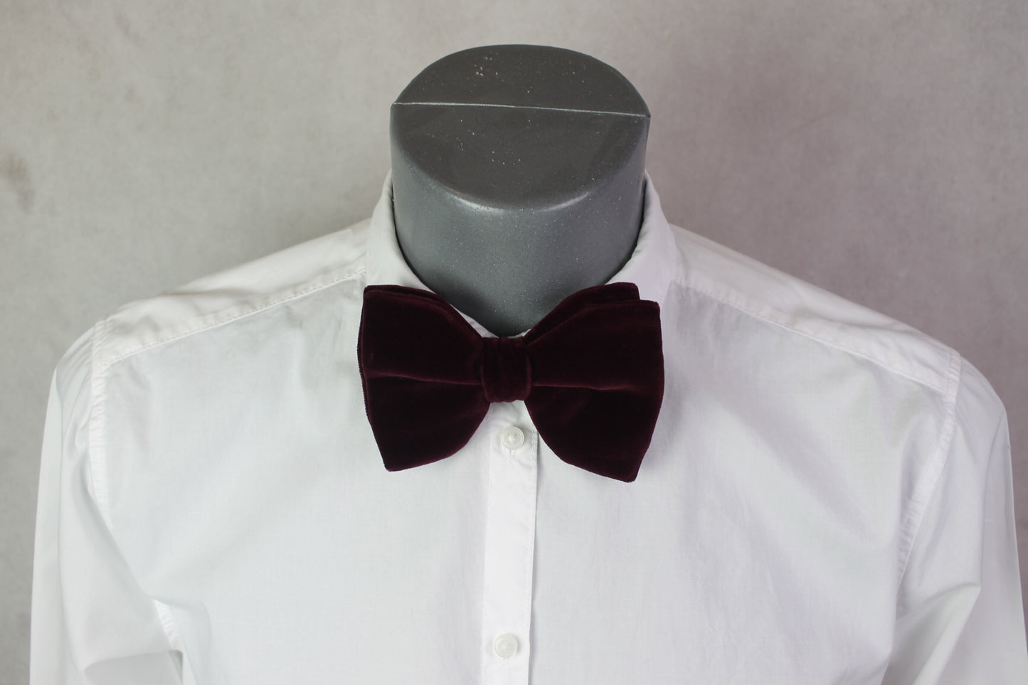 Vintage St Michael pre-tied deep red purple velvet bow tie adjustable