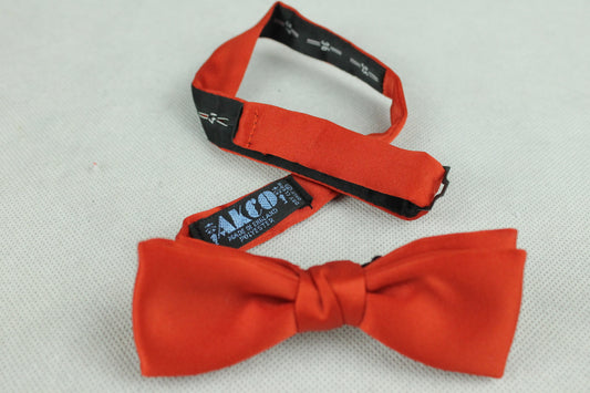 Vintage Akco pre-tied red satin bow tie adjustable