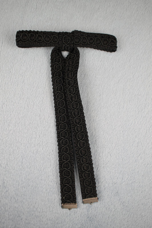 Vintage Style New Black Braid Clip On Western Cowboy Kentucky Bow Tie
