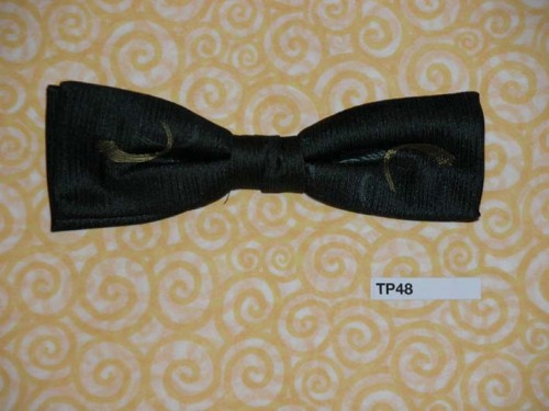 Vintage charcoal Gold motif square end clip on bow tie