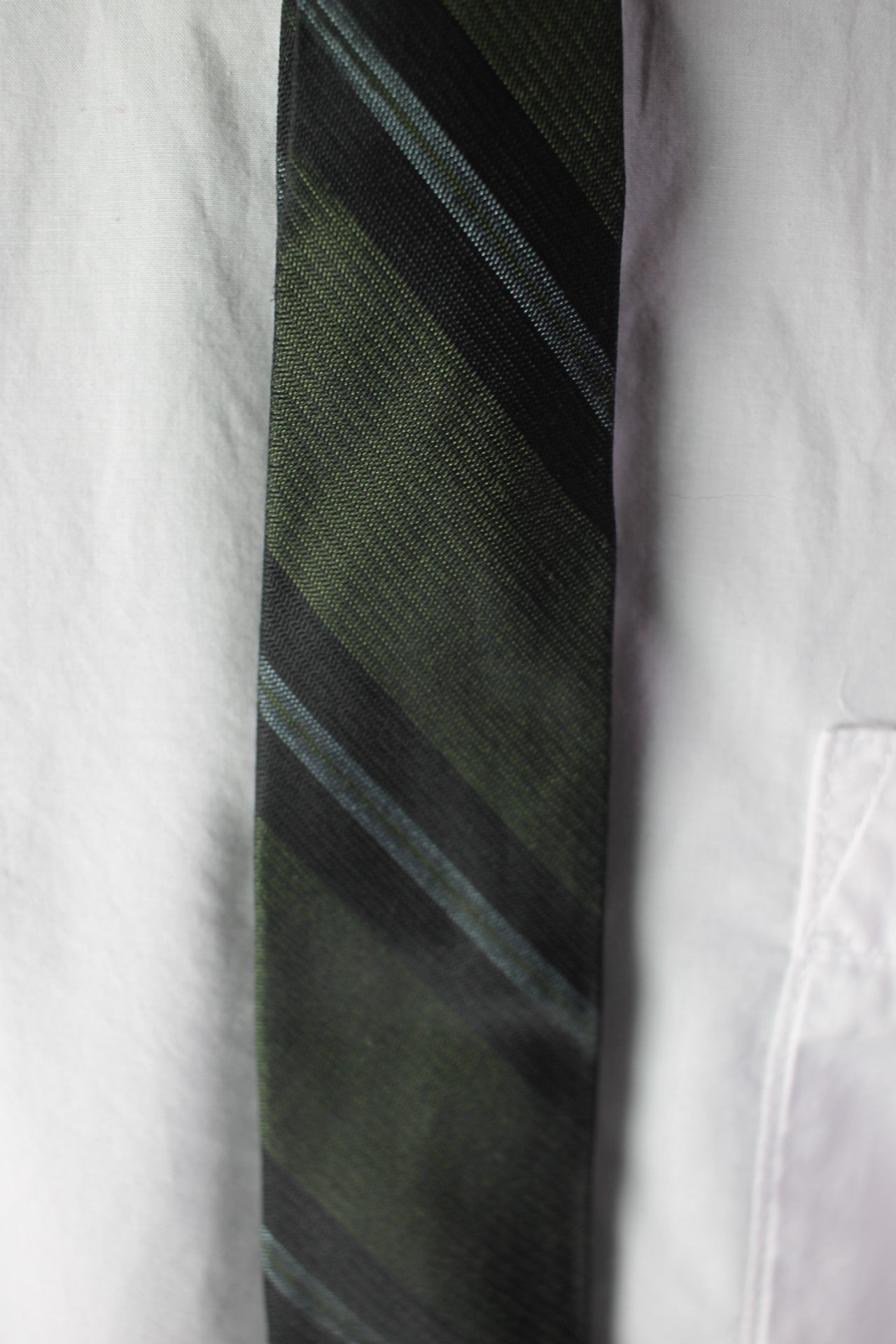 Vintage Arrow dark green black striped pattern skinny tie