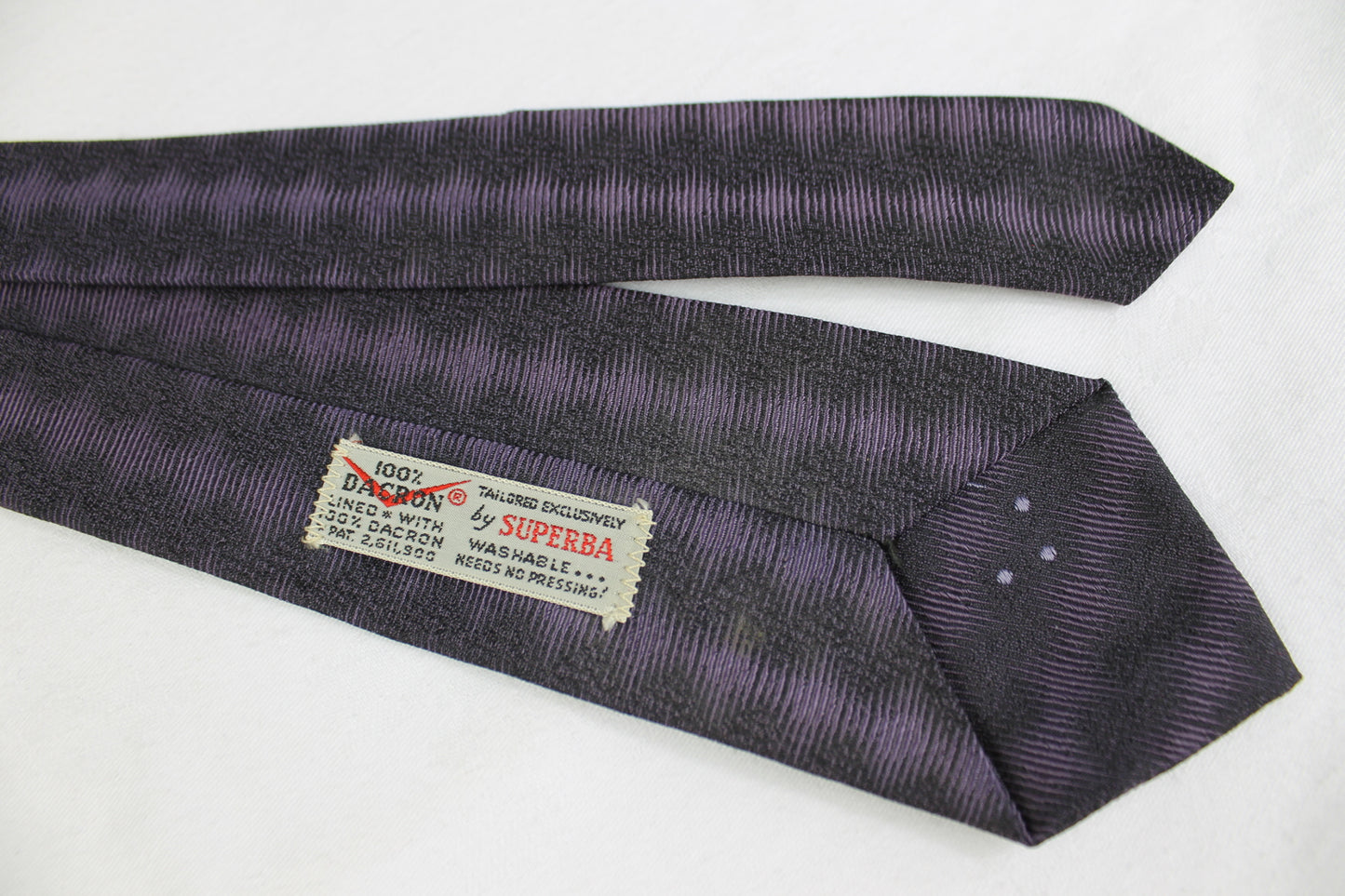 Vintage Superba Purple Black Dacron Skinny Tie 1940s/50s