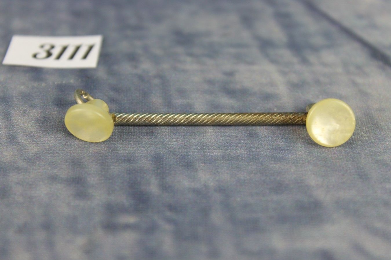 Unusual Vintage Collar Bar Pearly Lucite buttons
