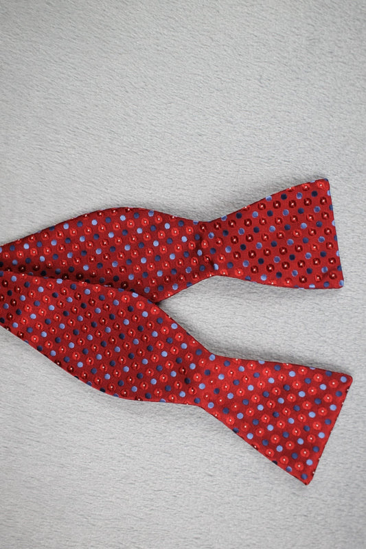 Vintage Stafford Essentials self tie thistle end red blue circles pattern bow tie adjustable