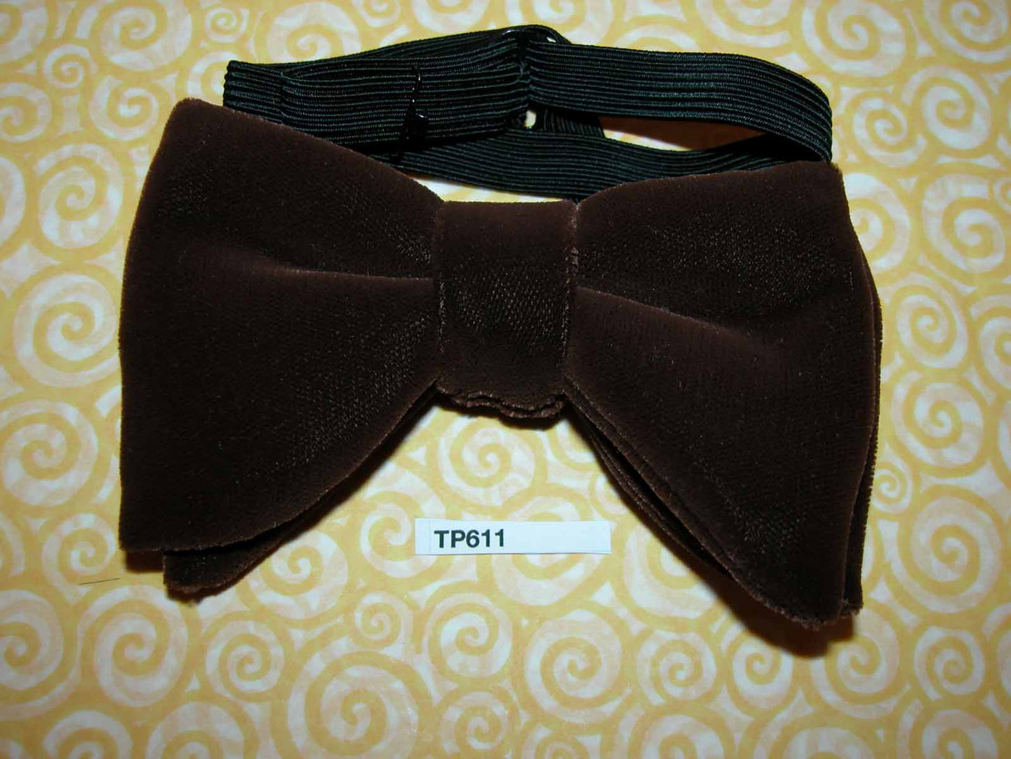 Vintage Pre Tied Bow Tie Brown Velvet Drop Bow Adjustable
